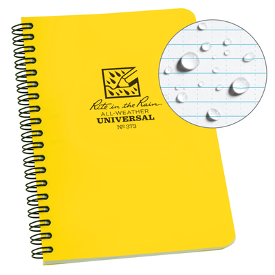 Rite In The Rain Weatherproof Side Spiral Notebook, 4.625" X 7", Yellow Cover, Universal Pattern (No. 373) Yellow
