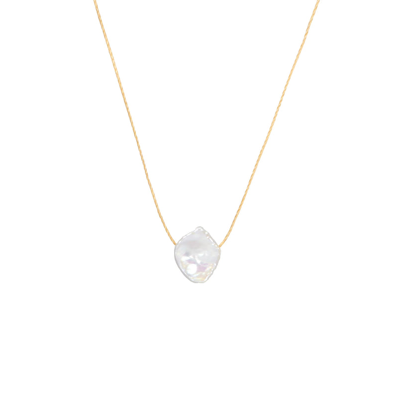 Dogeared Keshi Pearl Make A Wish Necklace - Gold/Goldsilk Gold/Goldsilk