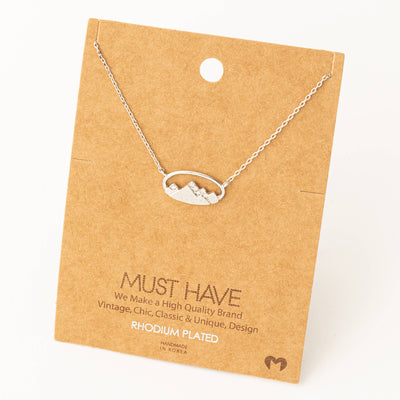 Fame Accessories Oval Mountain Range Charm Necklace: S