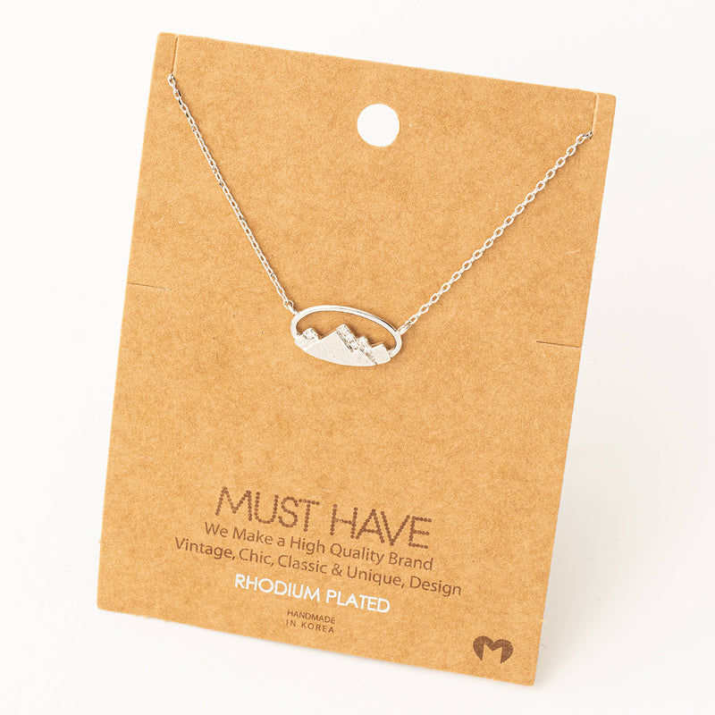 Fame Accessories Oval Mountain Range Charm Necklace: S