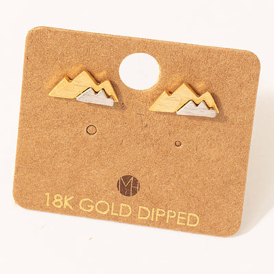 Fame Accessories Two Toned Mountain Stud Earrings: G