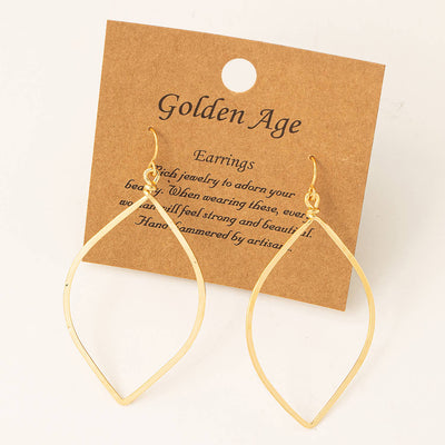 Fame Accessories Lotus Petal Cutout Drop Earrings: GOLD