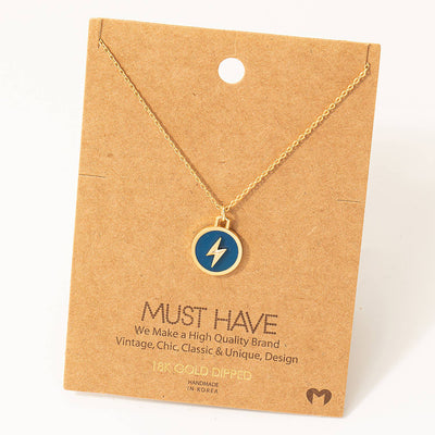 Fame Accessories Lightning Coin Pendant Necklace: NV