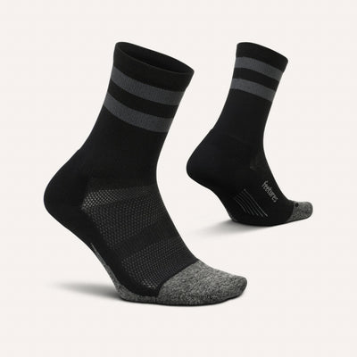 Feetures Elite Light Cushion Mini Crew Black High Top Stripe