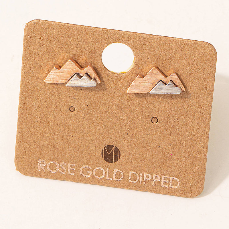Fame Accessories Two Toned Mountain Stud Earrings: S