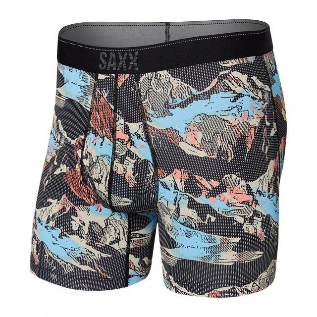Saxx Quest Quick Dry Mesh Boxer Brief Fly Black Mountainscape