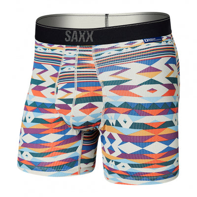 Saxx Quest Quick Dry Mesh Boxer Brief Fly Park Lodge Geo- Multi