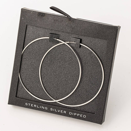 Secret Box Secret Box Skinny 60Mm Hoop Earrings: WG