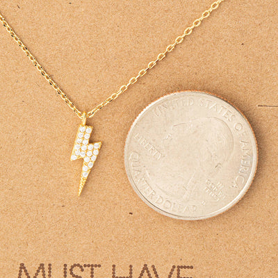 Fame Accessories Mini Studded Lightning Bolt Necklace: S