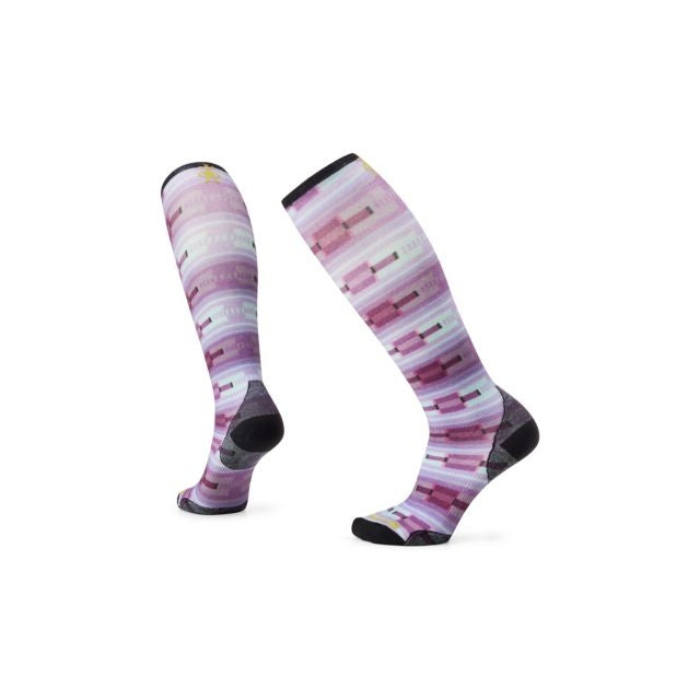 Smartwool Ski Zero Cushion Flirt With Me Print Over The Calf Socks Purple Iris