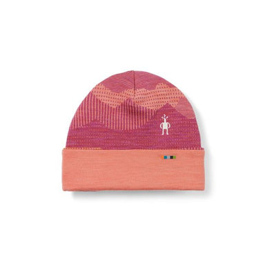 Smartwool Thermal Merino Reversible Cuffed Beanie Sunset Coral Mountain Scape