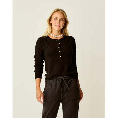 Carve Designs Womens Amara Pointelle Sweater Black