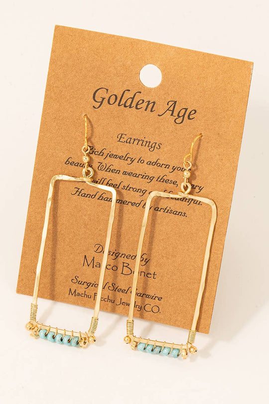 Thin Rectangle Cut Drop Earrings: GOLD