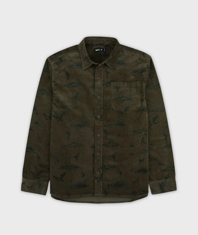 Jetty Life Mens Shoals Corduroy Shirt Olive