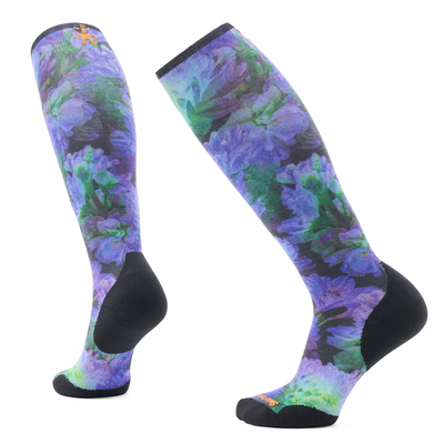 Smartwool Ski Electric Lotus Print Over The Calf Socks Black