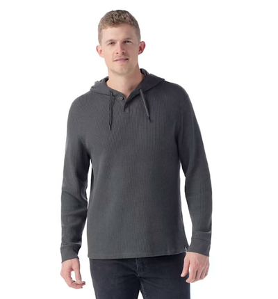 Smartwool Mens Waffle Henley Hoodie Charcoal