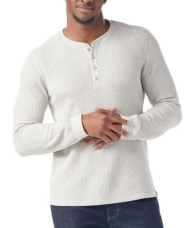 Smartwool Mens Waffle Long Sleeve Henley Ash Heather