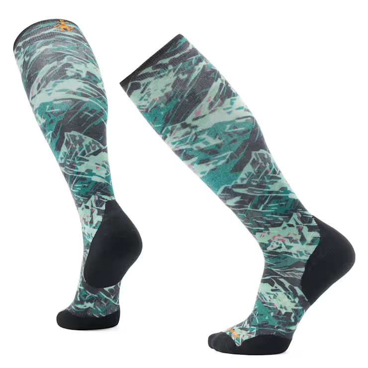 Smartwool Ski Green Slopes Print Over The Calf Socks Black