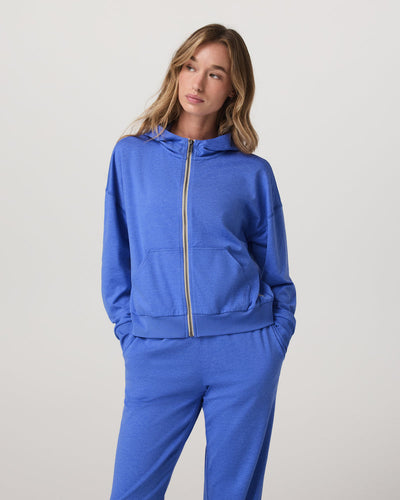 Vuori Halo Modern Full Zip Hoodie Bluegrass Heather