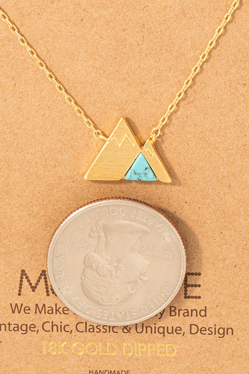 Fame Accessories Dainty Stone Mountain Pendant Necklace: WH