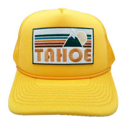 Hey Mountains Lake Tahoe California Trucker Hat - Retro Gold