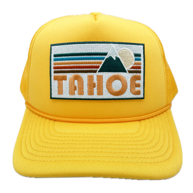 Hey Mountains Lake Tahoe California Trucker Hat - Retro Gold