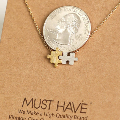Puzzle Piece Pendant Necklace: G