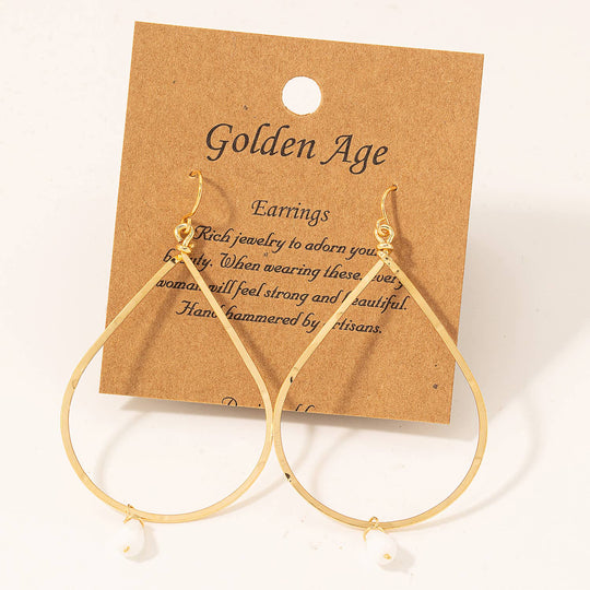 Bead Drop Thin Teardrop Earrings: GOLD