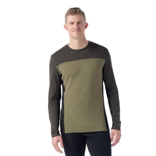 Mens Classic Thermal Merino Base Layer Colorblock Crew Top