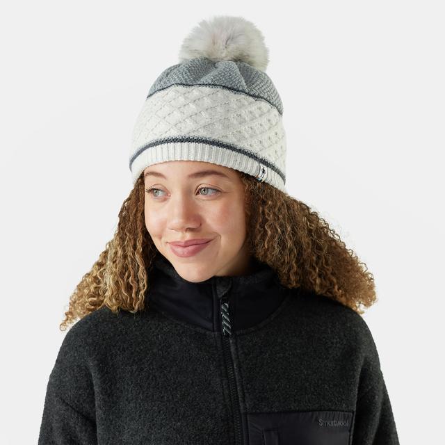 Smartwool Unisex Cable Knit Colorblock Pom Beanie Hat Natural