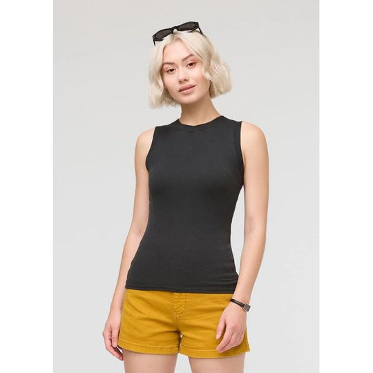 Womens Ribbed Pima High Neck Tank
