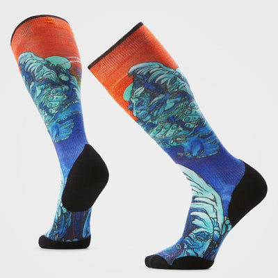 Smartwool Unisex Ski Winter Haze Print Over The Calf Socks Deep Navy