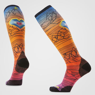 Smartwool Unisex Ski Geo Peaks Print Over The Calf Socks Orange Rust