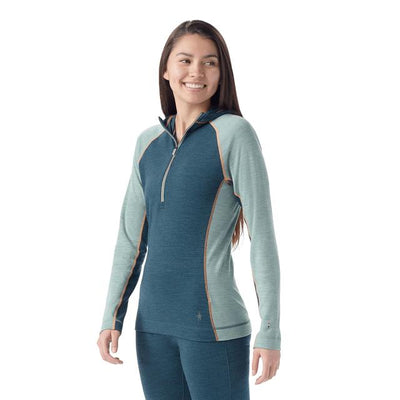 Smartwool Classic Thermal Merino Base Layer 1/2 Zip Hoodie Twilight Blue/Arctic Green