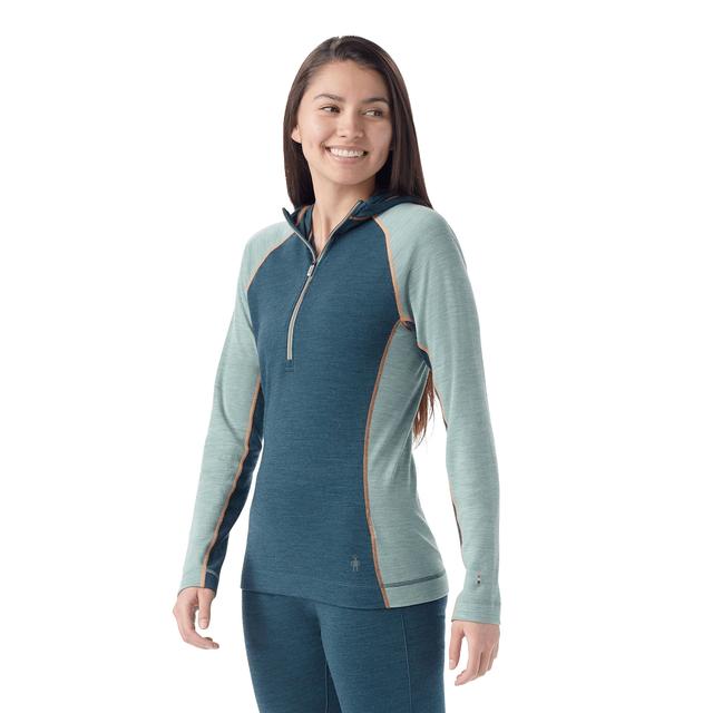 Smartwool Classic Thermal Merino Base Layer 1/2 Zip Hoodie Twilight Blue/Arctic Green