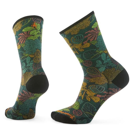 Unisex Bike Aloha Forest Print Crew Socks Twilight Blue