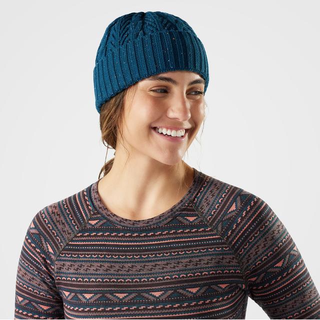 Smartwool Unisex Cable Knit Beanie Hat Twilight Blue Donegal