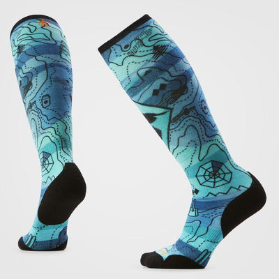 Smartwool Ski Topo Treasures Print Over The Calf Socks Nightfall Blue Nightfall Blue