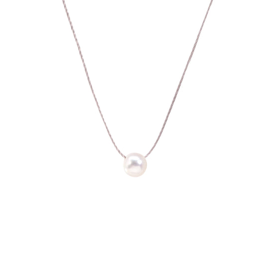 Pearl Make A Wish Necklace - Silver/Taupesilk