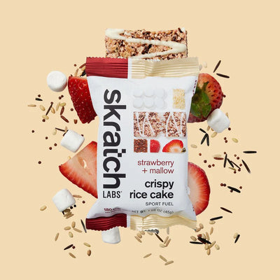 Skratch Labs Sport Crispy Rice Cake, Strawberries & Mallow, 45g Bar, 8-Pack