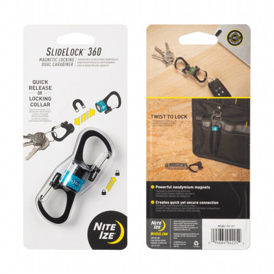 Nite Ize SlideLock 360 Magnetic Locking Dual Carabiner Blue