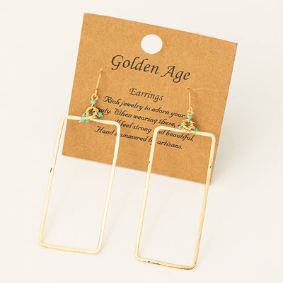 Fame Accessories Thin Rectangle Cutout Drop Earrings: GOLD