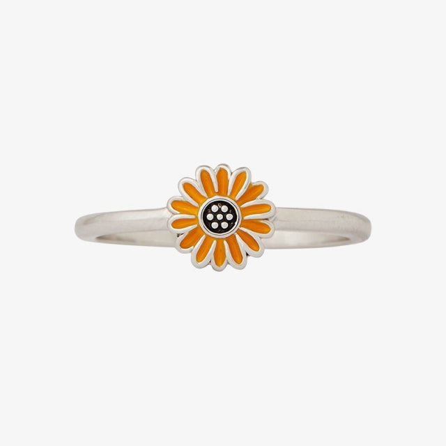 Pura Vida Bracelets Enamel Sunflower Ring Silver