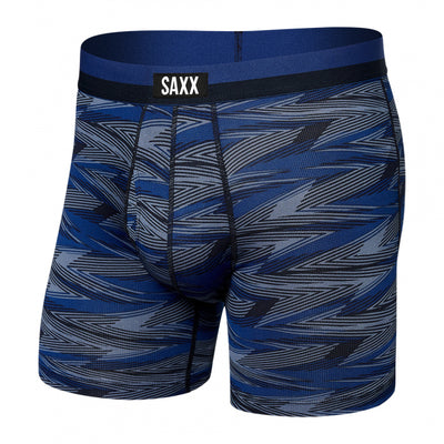 Saxx Men's Sport Mesh Boxer Brief Fly Lightning tripe- Blue / S