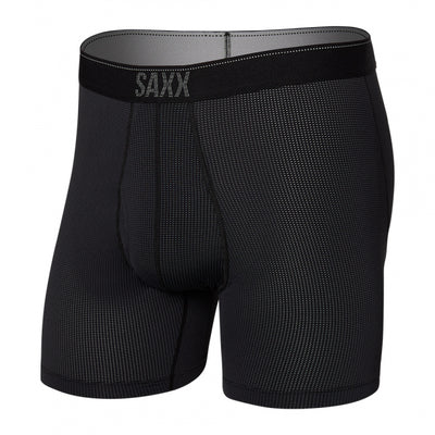Saxx Men's Quest Quick Dry Mesh Boxer Brief Fly Black Ii