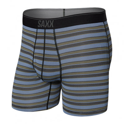 Saxx Men's Quest Quick Dry Mesh Boxer Brief Fly olar Stripe- Twilight / S