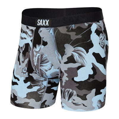 Saxx Men's Vibe Super Soft Boxer Brief Blue Camo Flora