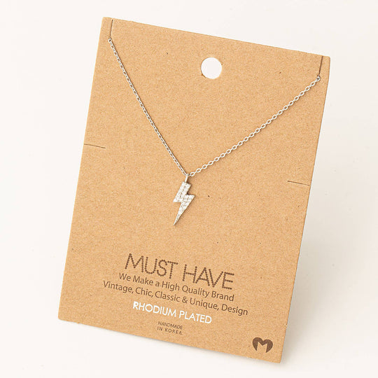 Mini Studded Lightning Bolt Necklace: S