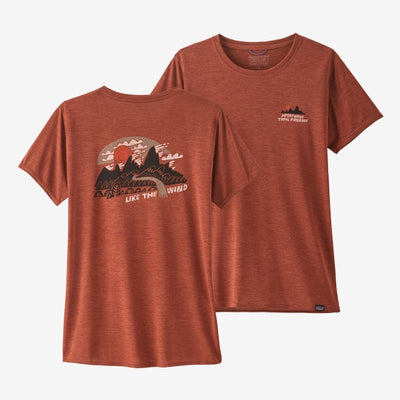 Patagonia Women's Cap Cool Daily Graphic Shirt - Lands ike the Wind: Burl Red X-Dye / L