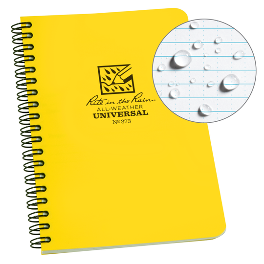 Weatherproof Side Spiral Notebook, 4.625" x 7", Yellow Cover, Universal Pattern (No. 373)